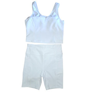 Harmony & Balance 2-Piece Ribbed Tank & Biker Shorts Set Size Medium